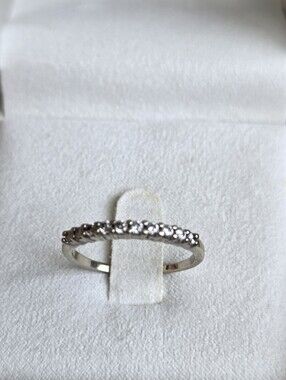 10 Diamond Semi Eternity Band In White Gold  Size 8 VGUC